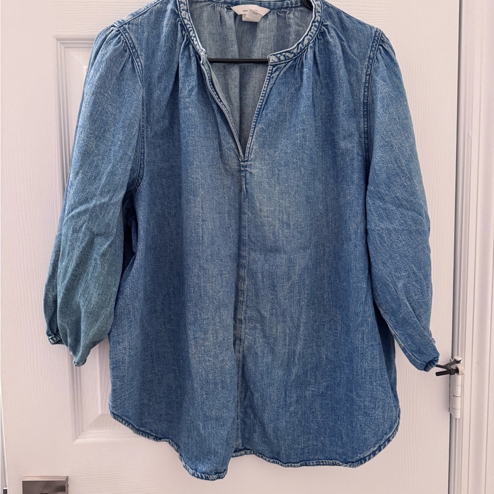 Blue Denim Blouse (Maternity) - Picture 2 of 4